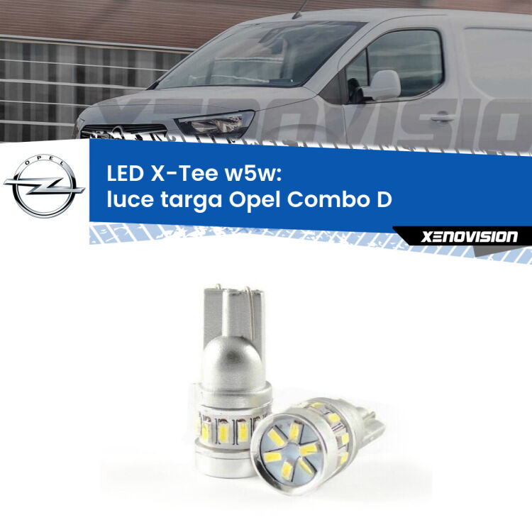 <strong>LED luce targa per Opel Combo D</strong>  2012 - 2018. Lampade <strong>W5W</strong> modello X-Tee Xenovision top di gamma.