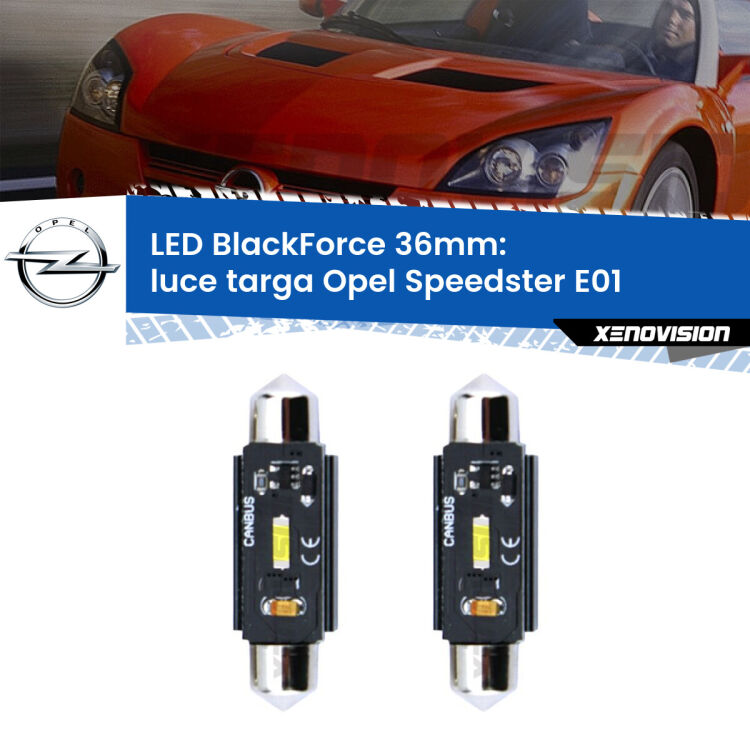 <strong>Luce Targa LED per Opel Speedster</strong> E01 2000 - 2006. Coppia lampade <strong>C5W</strong> 36mm modello BlackForce canbus.