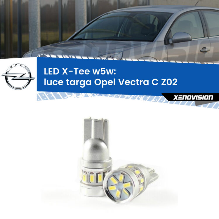 <strong>LED luce targa per Opel Vectra C</strong> Z02 2002 - 2010. Lampade <strong>W5W</strong> modello X-Tee Xenovision top di gamma.