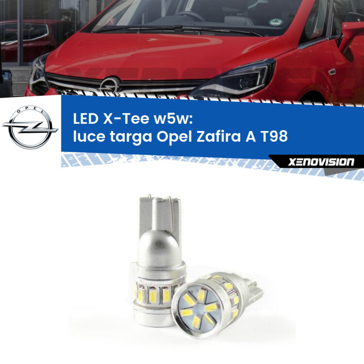 <strong>LED luce targa per Opel Zafira A</strong> T98 2003 - 2005. Lampade <strong>W5W</strong> modello X-Tee Xenovision top di gamma.