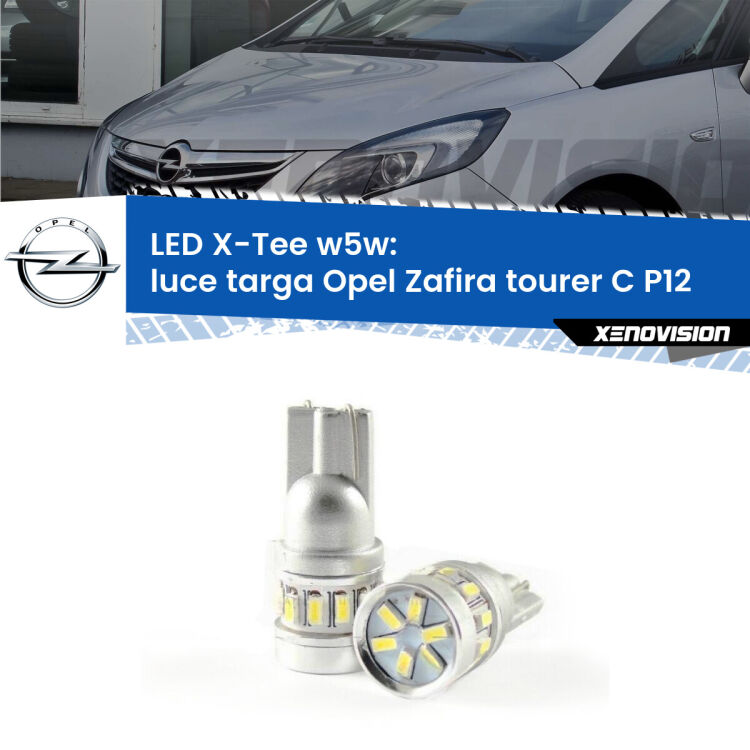 <strong>LED luce targa per Opel Zafira tourer C</strong> P12 2011 - 2019. Lampade <strong>W5W</strong> modello X-Tee Xenovision top di gamma.