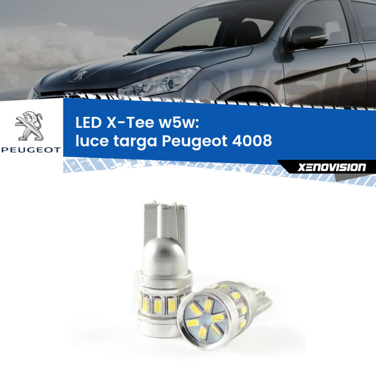 <strong>LED luce targa per Peugeot 4008</strong>  2012 in poi. Lampade <strong>W5W</strong> modello X-Tee Xenovision top di gamma.