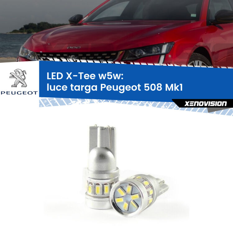 <strong>LED luce targa per Peugeot 508</strong> Mk1 2010 - 2017. Lampade <strong>W5W</strong> modello X-Tee Xenovision top di gamma.