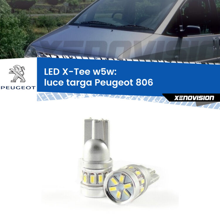 <strong>LED luce targa per Peugeot 806</strong>  1994 - 2002. Lampade <strong>W5W</strong> modello X-Tee Xenovision top di gamma.