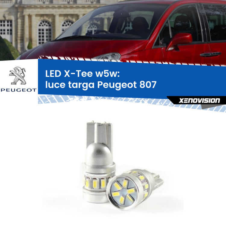 <strong>LED luce targa per Peugeot 807</strong>  2002 - 2010. Lampade <strong>W5W</strong> modello X-Tee Xenovision top di gamma.