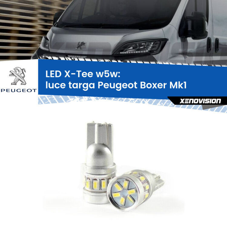 <strong>LED luce targa per Peugeot Boxer</strong> Mk1 1994 - 2002. Lampade <strong>W5W</strong> modello X-Tee Xenovision top di gamma.