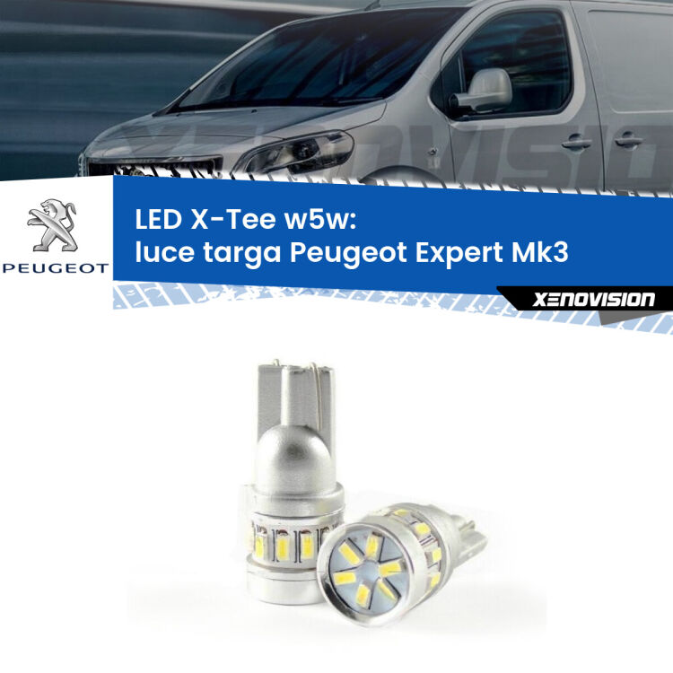 <strong>LED luce targa per Peugeot Expert</strong> Mk3 2016 in poi. Lampade <strong>W5W</strong> modello X-Tee Xenovision top di gamma.