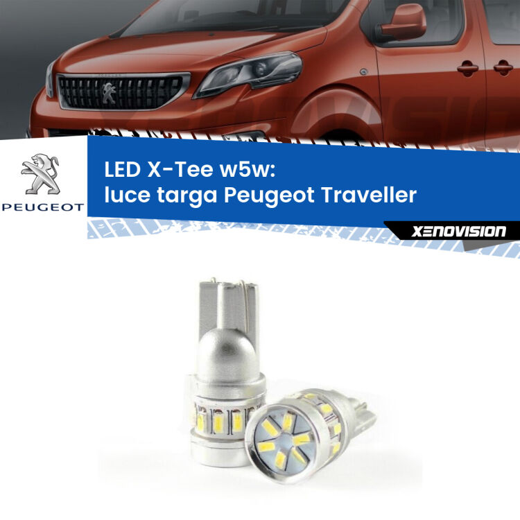 <strong>LED luce targa per Peugeot Traveller</strong>  2016 in poi. Lampade <strong>W5W</strong> modello X-Tee Xenovision top di gamma.