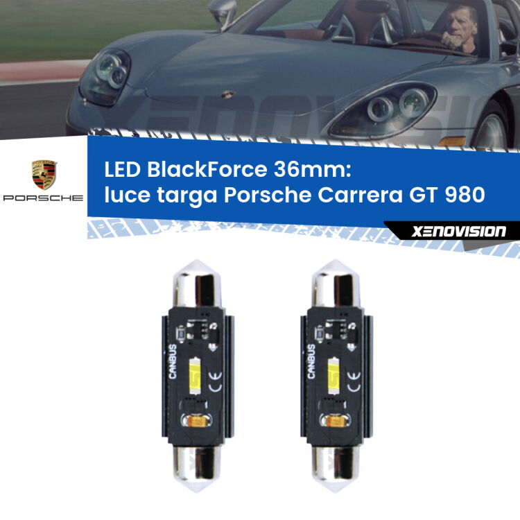 <strong>Luce Targa LED per Porsche Carrera GT</strong> 980 2003 - 2006. Coppia lampade <strong>C5W</strong> 36mm modello BlackForce canbus.