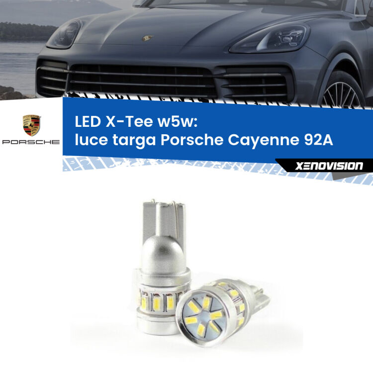 <strong>LED luce targa per Porsche Cayenne</strong> 92A 2010 - 2014. Lampade <strong>W5W</strong> modello X-Tee Xenovision top di gamma.