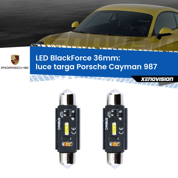 <strong>Luce Targa LED per Porsche Cayman</strong> 987 2005 - 2013. Coppia lampade <strong>C5W</strong> 36mm modello BlackForce canbus.