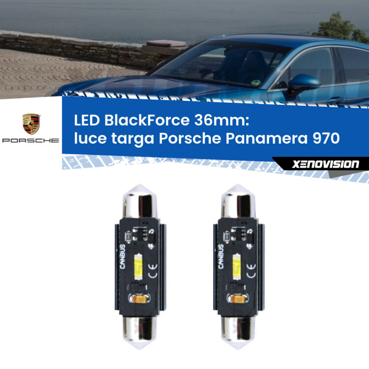 <strong>Luce Targa LED per Porsche Panamera</strong> 970 2009 - 2016. Coppia lampade <strong>C5W</strong> 36mm modello BlackForce canbus.