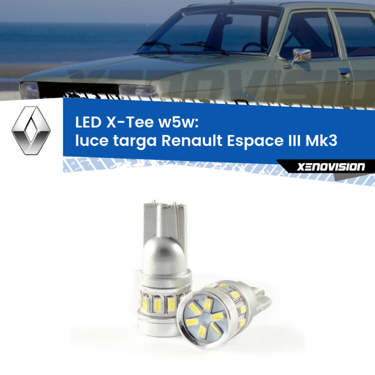 <strong>LED luce targa per Renault Espace III</strong> Mk3 1996 - 2002. Lampade <strong>W5W</strong> modello X-Tee Xenovision top di gamma.