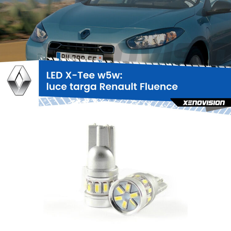 <strong>LED luce targa per Renault Fluence</strong>  2010 - 2015. Lampade <strong>W5W</strong> modello X-Tee Xenovision top di gamma.