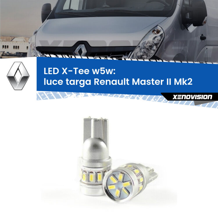 <strong>LED luce targa per Renault Master II</strong> Mk2 2004 - 2009. Lampade <strong>W5W</strong> modello X-Tee Xenovision top di gamma.