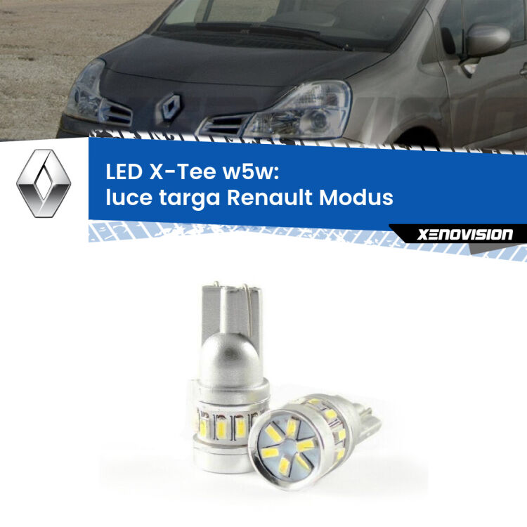 <strong>LED luce targa per Renault Modus</strong>  2004 - 2012. Lampade <strong>W5W</strong> modello X-Tee Xenovision top di gamma.