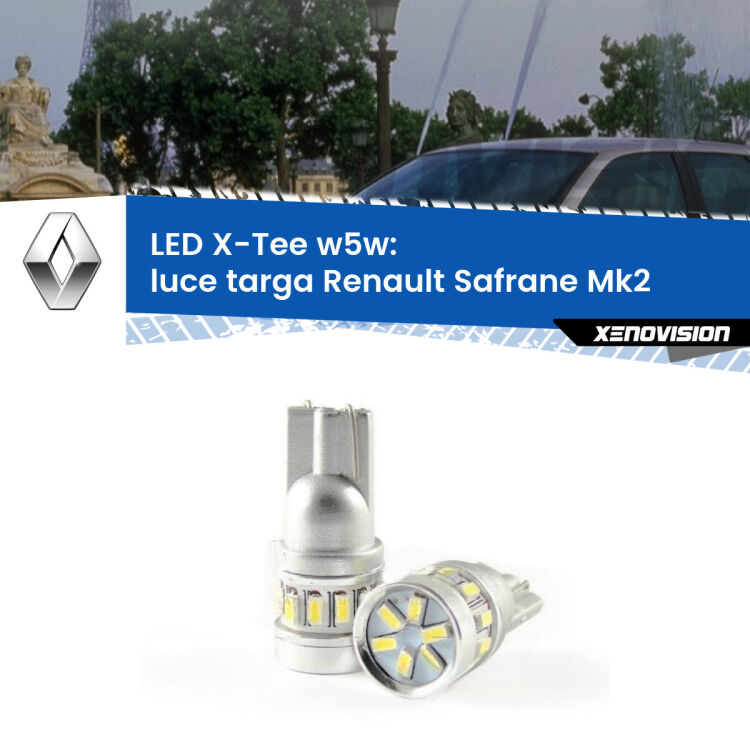 <strong>LED luce targa per Renault Safrane</strong> Mk2 1996 - 2000. Lampade <strong>W5W</strong> modello X-Tee Xenovision top di gamma.