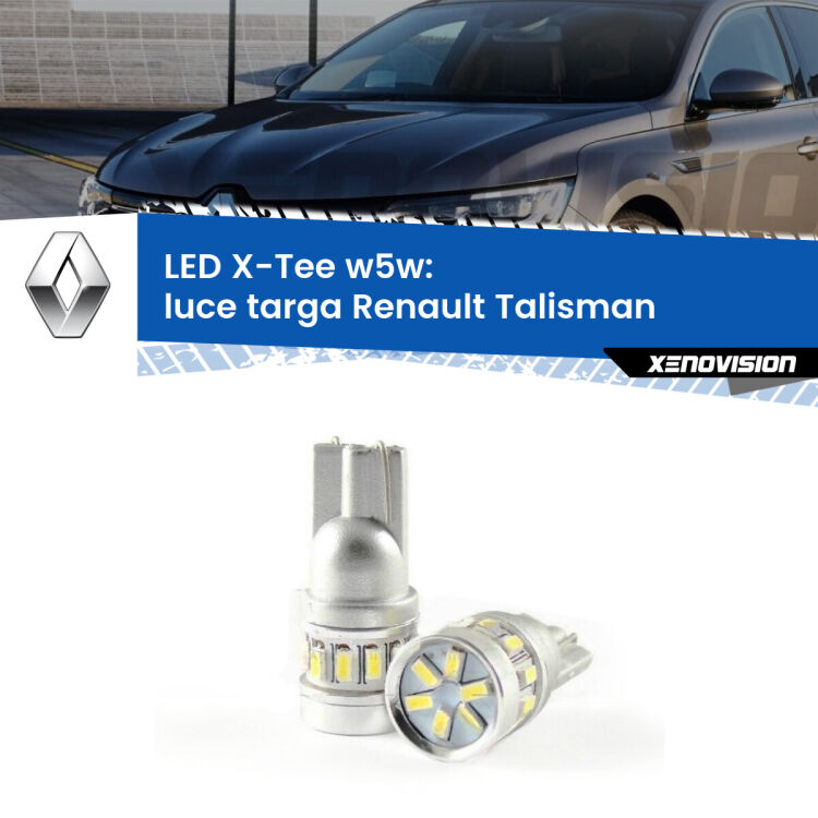 <strong>LED luce targa per Renault Talisman</strong>  2015 - 2022. Lampade <strong>W5W</strong> modello X-Tee Xenovision top di gamma.