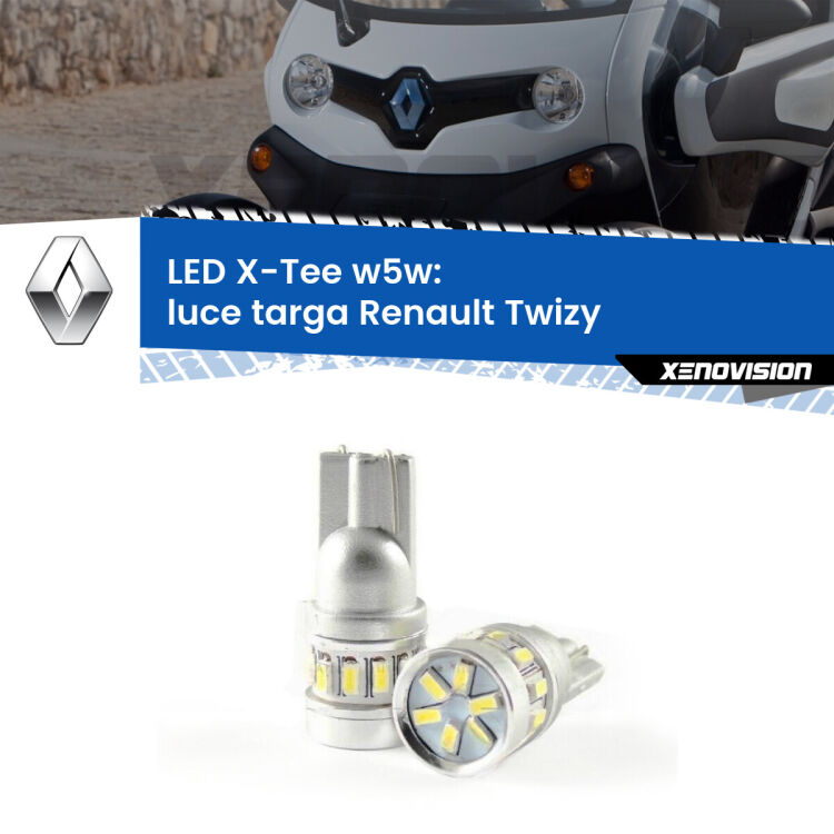 <strong>LED luce targa per Renault Twizy</strong>  2012 in poi. Lampade <strong>W5W</strong> modello X-Tee Xenovision top di gamma.