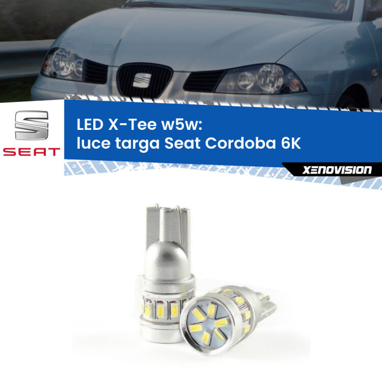 <strong>LED luce targa per Seat Cordoba</strong> 6K 1993 - 1999. Lampade <strong>W5W</strong> modello X-Tee Xenovision top di gamma.