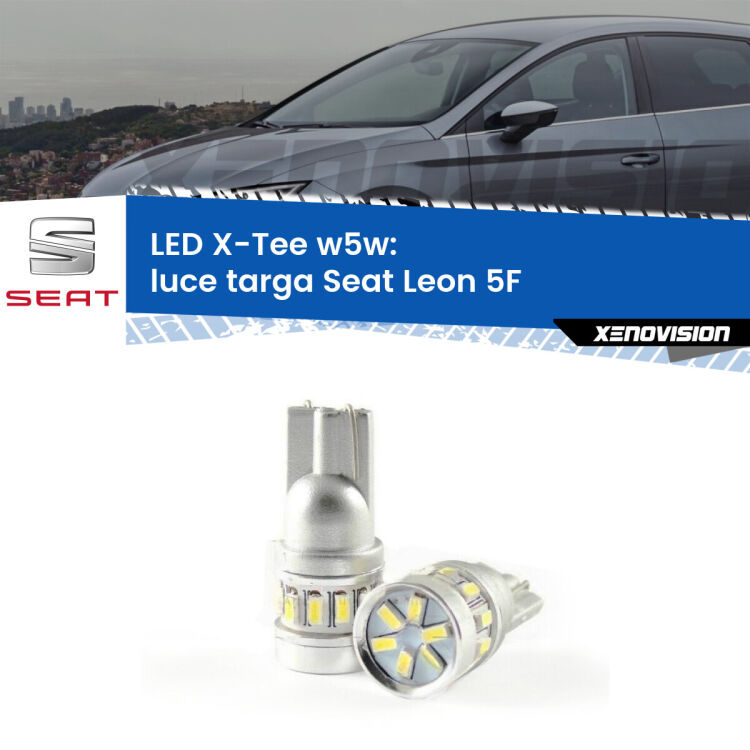 <strong>LED luce targa per Seat Leon</strong> 5F 2012 in poi. Lampade <strong>W5W</strong> modello X-Tee Xenovision top di gamma.