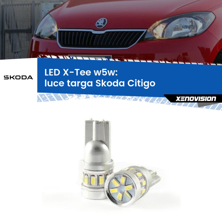 <strong>LED luce targa per Skoda Citigo</strong>  2011 in poi. Lampade <strong>W5W</strong> modello X-Tee Xenovision top di gamma.