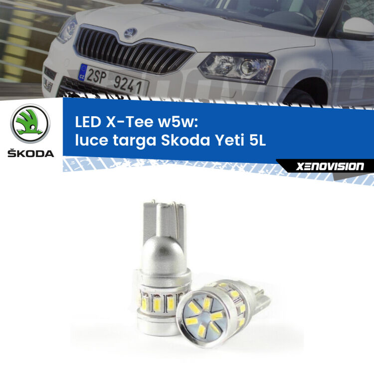 <strong>LED luce targa per Skoda Yeti</strong> 5L 2014 - 2017. Lampade <strong>W5W</strong> modello X-Tee Xenovision top di gamma.