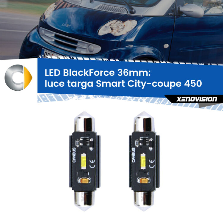 <strong>Luce Targa LED per Smart City-coupe</strong> 450 1998 - 2004. Coppia lampade <strong>C5W</strong> 36mm modello BlackForce canbus.