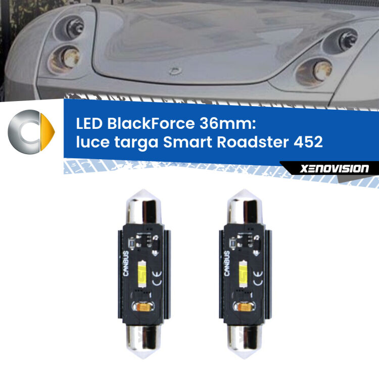 <strong>Luce Targa LED per Smart Roadster</strong> 452 2003 - 2005. Coppia lampade <strong>C5W</strong> 36mm modello BlackForce canbus.