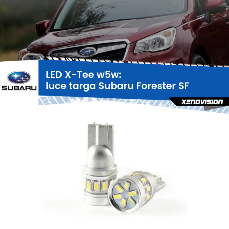 <strong>LED luce targa per Subaru Forester</strong> SF 1997 - 2002. Lampade <strong>W5W</strong> modello X-Tee Xenovision top di gamma.