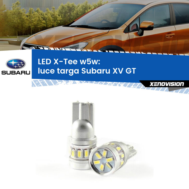 <strong>LED luce targa per Subaru XV</strong> GT 2017 - 2021. Lampade <strong>W5W</strong> modello X-Tee Xenovision top di gamma.