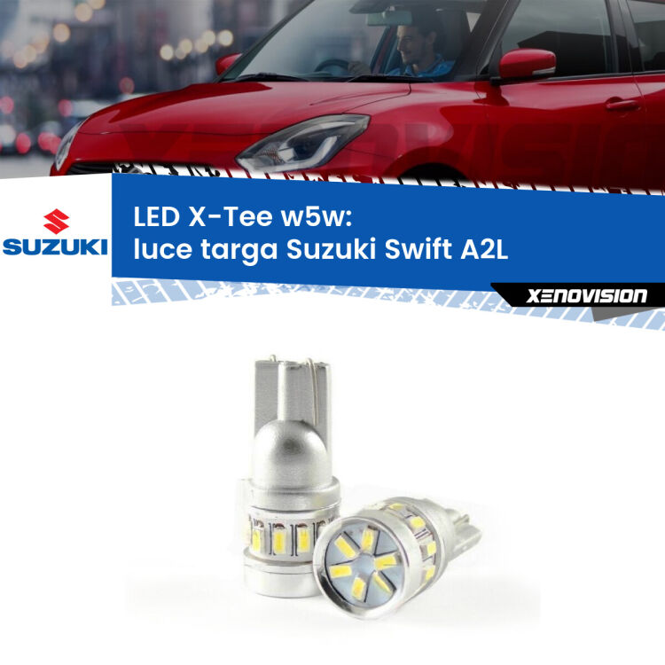 <strong>LED luce targa per Suzuki Swift</strong> A2L 2017 in poi. Lampade <strong>W5W</strong> modello X-Tee Xenovision top di gamma.