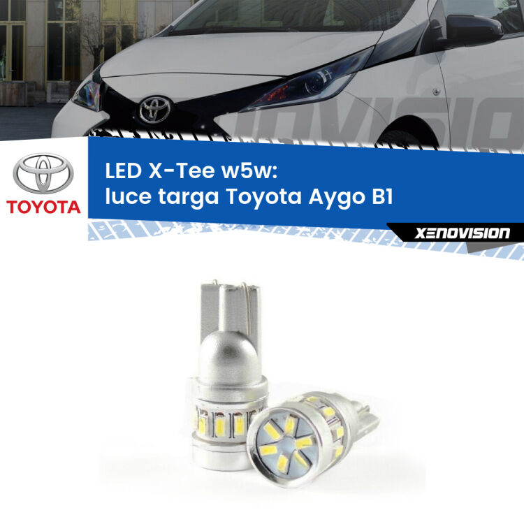 <strong>LED luce targa per Toyota Aygo</strong> B1 2005 - 2014. Lampade <strong>W5W</strong> modello X-Tee Xenovision top di gamma.