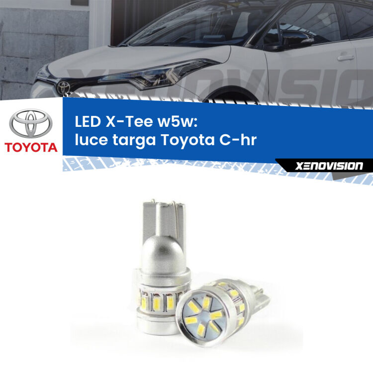 <strong>LED luce targa per Toyota C-hr</strong>  2016 in poi. Lampade <strong>W5W</strong> modello X-Tee Xenovision top di gamma.