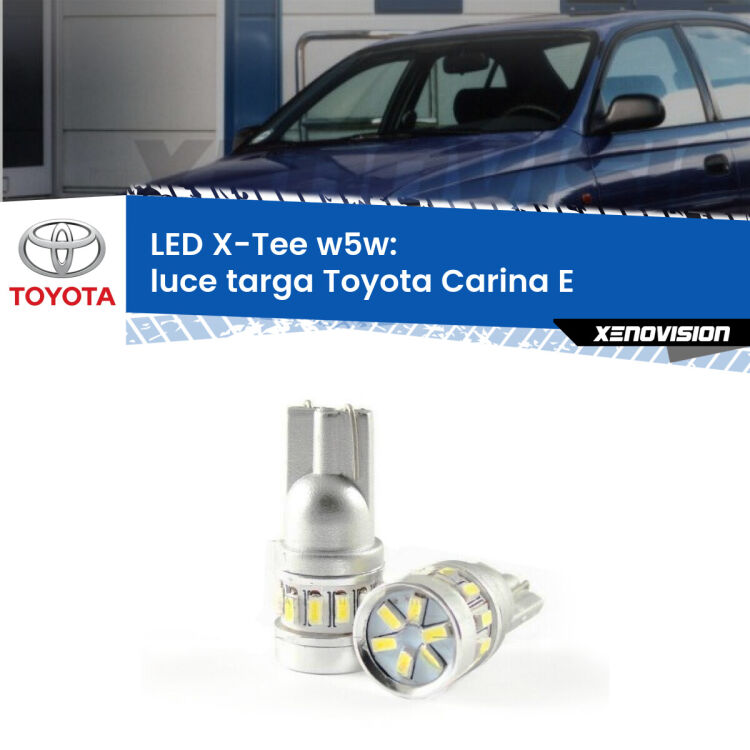 <strong>LED luce targa per Toyota Carina E</strong>  1992 - 1997. Lampade <strong>W5W</strong> modello X-Tee Xenovision top di gamma.