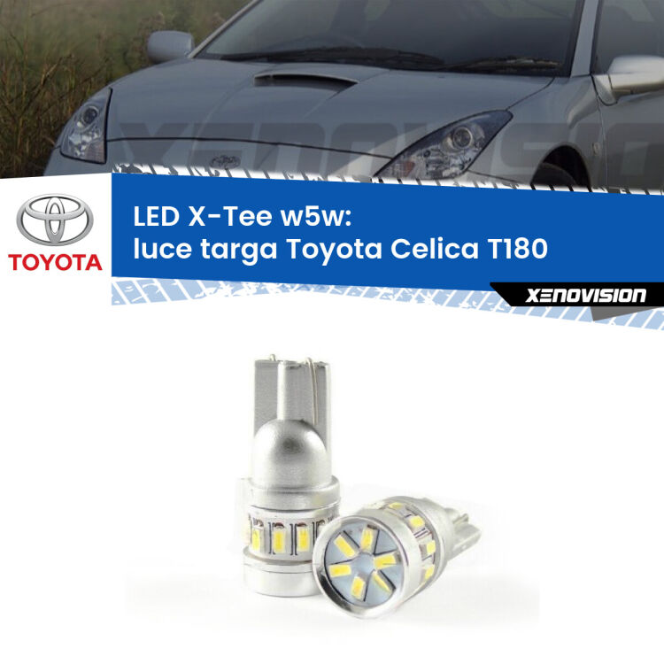 <strong>LED luce targa per Toyota Celica</strong> T180 1989 - 1993. Lampade <strong>W5W</strong> modello X-Tee Xenovision top di gamma.