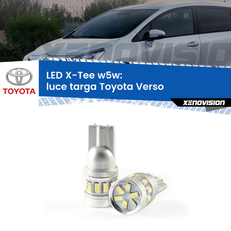 <strong>LED luce targa per Toyota Verso</strong>  2009 - 2018. Lampade <strong>W5W</strong> modello X-Tee Xenovision top di gamma.