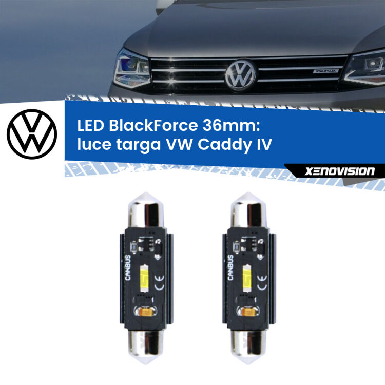 <strong>Luce Targa LED per VW Caddy IV</strong>  2015 - 2017. Coppia lampade <strong>C5W</strong> 36mm modello BlackForce canbus.