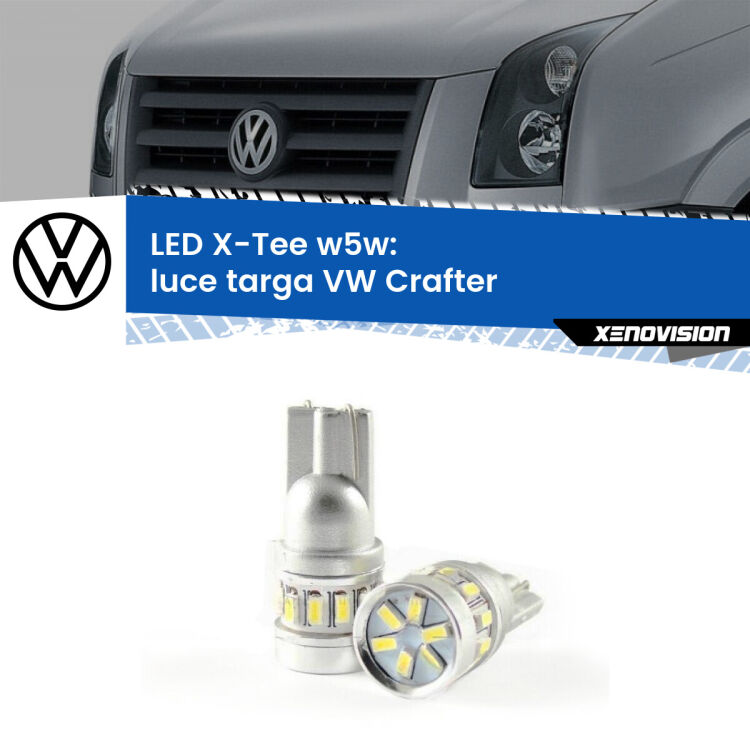 <strong>LED luce targa per VW Crafter</strong>  2006 - 2016. Lampade <strong>W5W</strong> modello X-Tee Xenovision top di gamma.