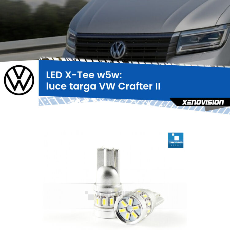 <strong>LED luce targa per VW Crafter</strong> II 2016 in poi. Lampade <strong>W5W</strong> modello X-Tee Xenovision top di gamma.