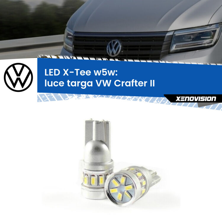 <strong>LED luce targa per VW Crafter</strong> II 2016 in poi. Lampade <strong>W5W</strong> modello X-Tee Xenovision top di gamma.