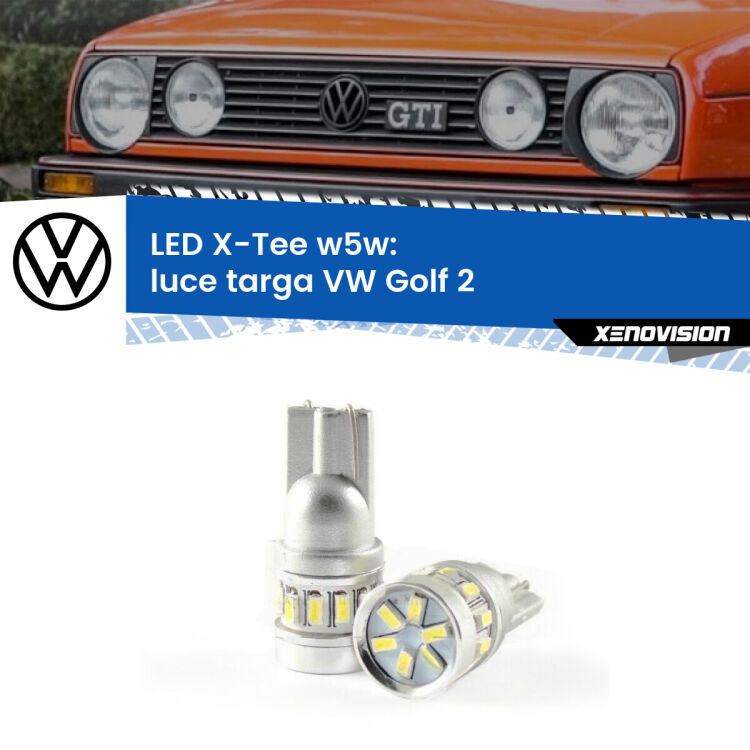 <strong>LED luce targa per VW Golf 2</strong>  Versione 1. Lampade <strong>W5W</strong> modello X-Tee Xenovision top di gamma.