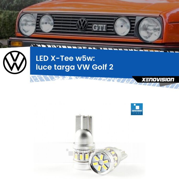 <strong>LED luce targa per VW Golf 2</strong>  Versione 1. Lampade <strong>W5W</strong> modello X-Tee Xenovision top di gamma.