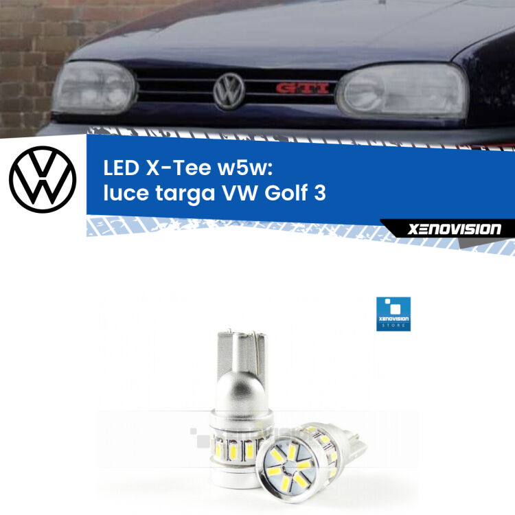 <strong>LED luce targa per VW Golf 3</strong>  1991 - 1997. Lampade <strong>W5W</strong> modello X-Tee Xenovision top di gamma.