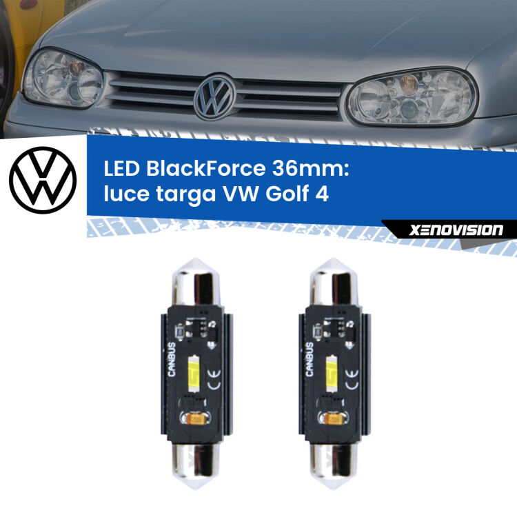 <strong>Luce Targa LED per VW Golf 4</strong>  1997 - 2005. Coppia lampade <strong>C5W</strong> 36mm modello BlackForce canbus.