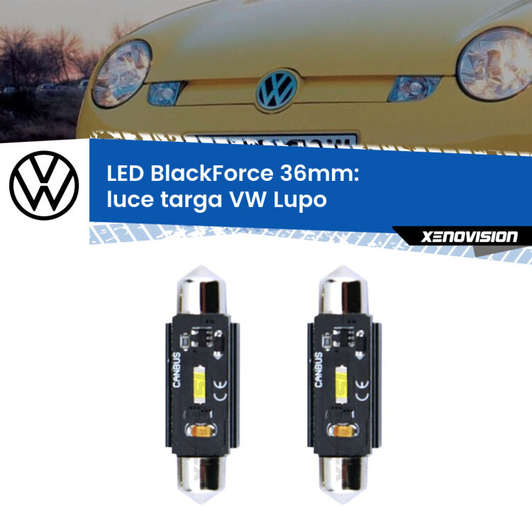 <strong>Luce Targa LED per VW Lupo</strong>  1998 - 2005. Coppia lampade <strong>C5W</strong> 36mm modello BlackForce canbus.