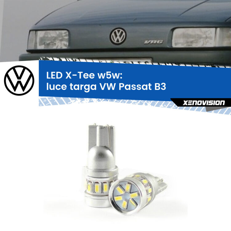 <strong>LED luce targa per VW Passat</strong> B3 1988 - 1996. Lampade <strong>W5W</strong> modello X-Tee Xenovision top di gamma.