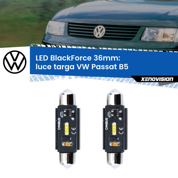 <strong>Luce Targa LED per VW Passat</strong> B5 1996 - 2000. Coppia lampade <strong>C5W</strong> 36mm modello BlackForce canbus.