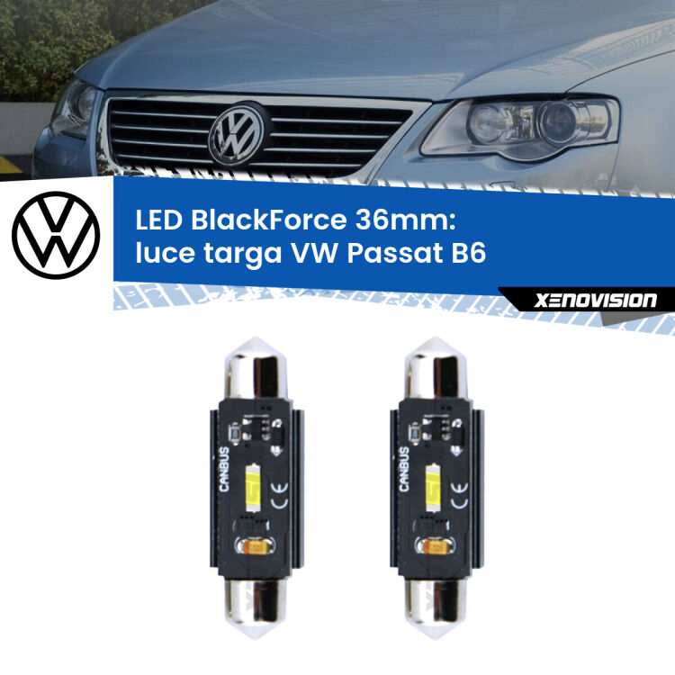 <strong>Luce Targa LED per VW Passat</strong> B6 2005 - 2010. Coppia lampade <strong>C5W</strong> 36mm modello BlackForce canbus.