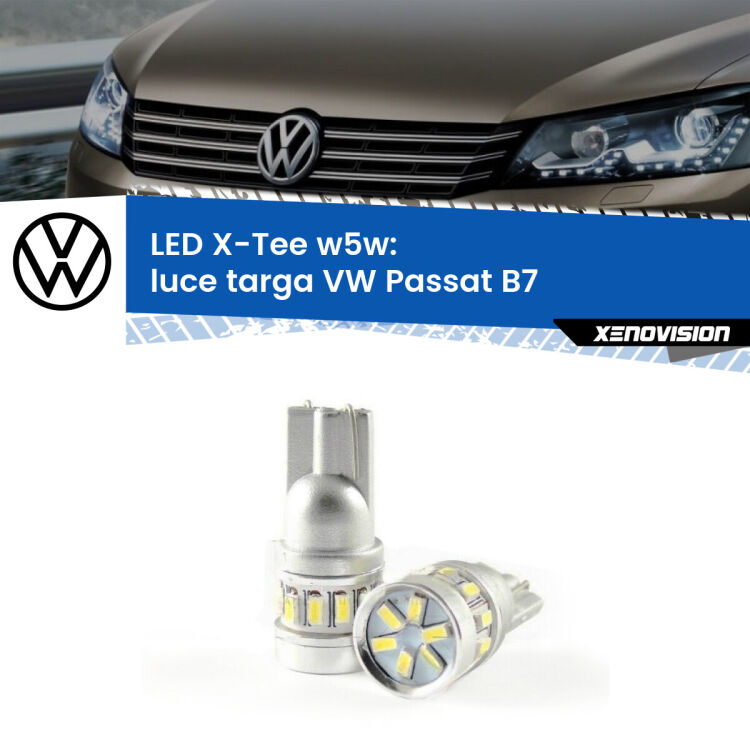 <strong>LED luce targa per VW Passat</strong> B7 2010 - 2014. Lampade <strong>W5W</strong> modello X-Tee Xenovision top di gamma.